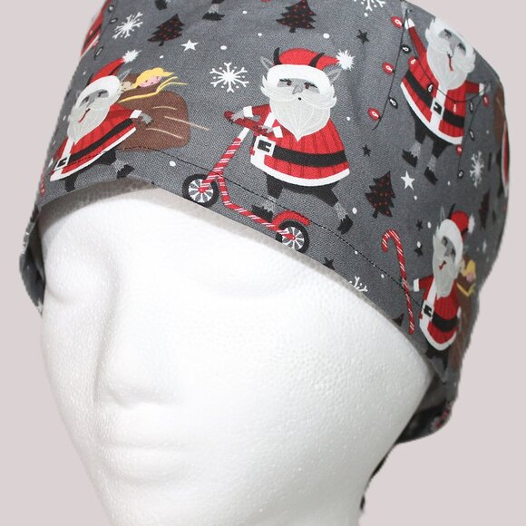 Mens Krampus Santa Christmas Tie Back Scrub Cap * Handmade - Picture 3 of 9
